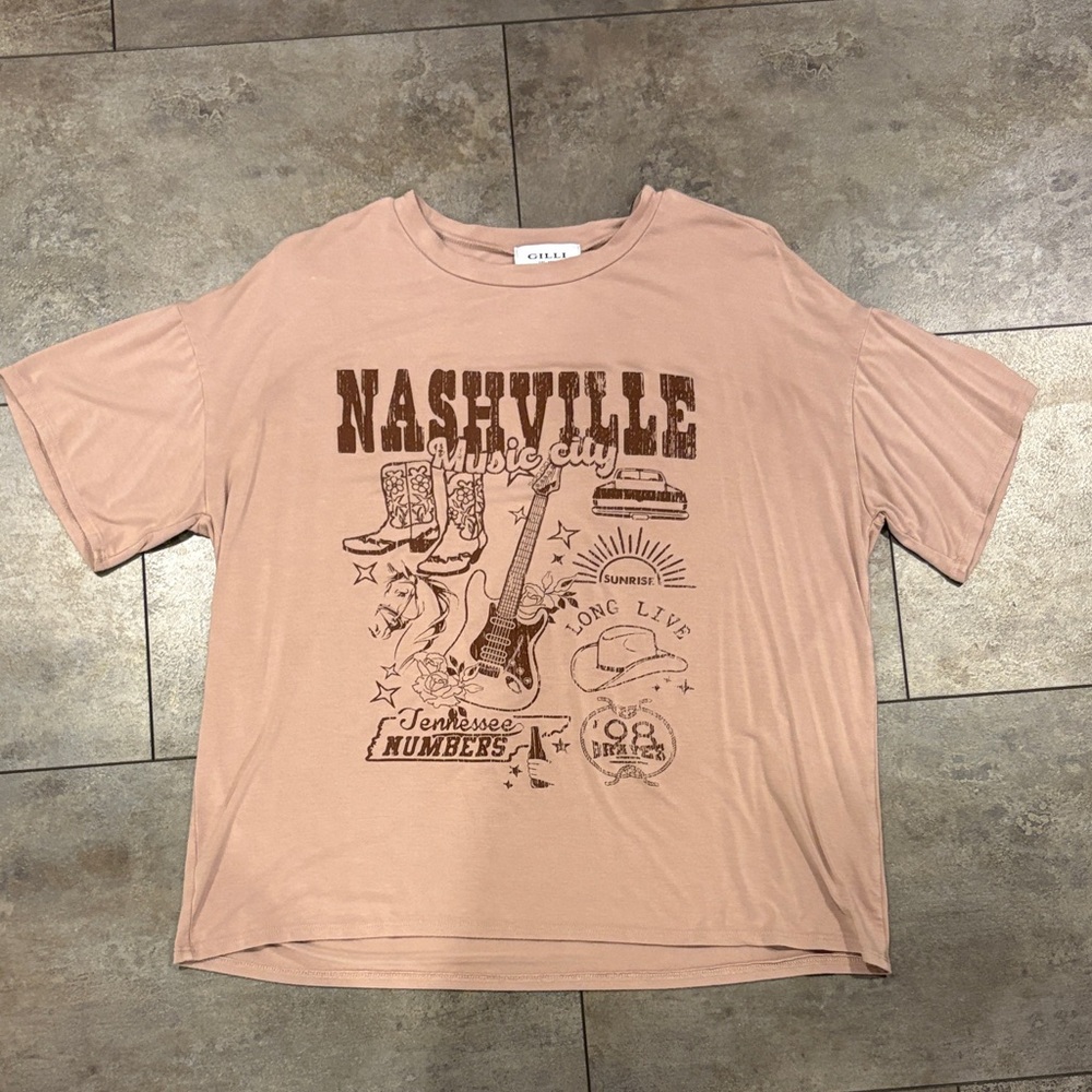 Gilli Nashville Graphic Tee - Light Brown